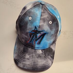 New Era Blue and Black Tie-Dye Florida Marlins Cap